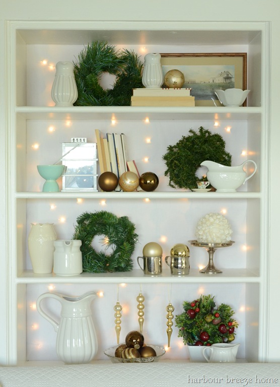 christmas bookcase decorating diy decor tree decorations lights enhancing spirit holiday bookshelves bookshelf shelves shelf copycat decoration ingalls carolyn harbourbreezehome