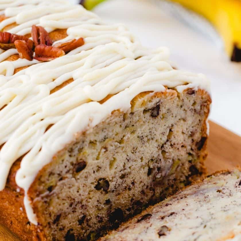 Banana Bread with cream cheese icing