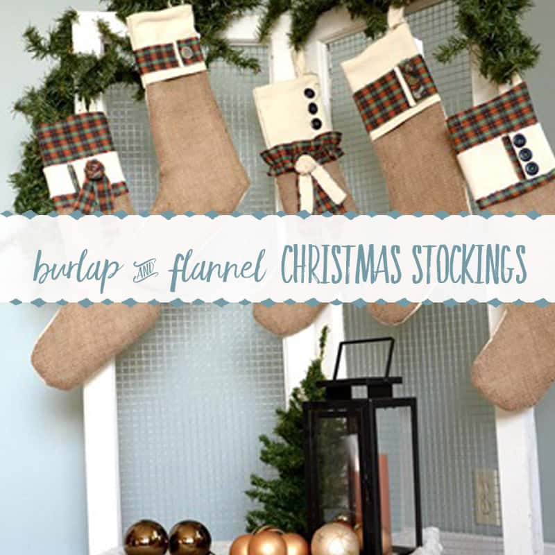 Burlap and Flannel Christmas Stockings