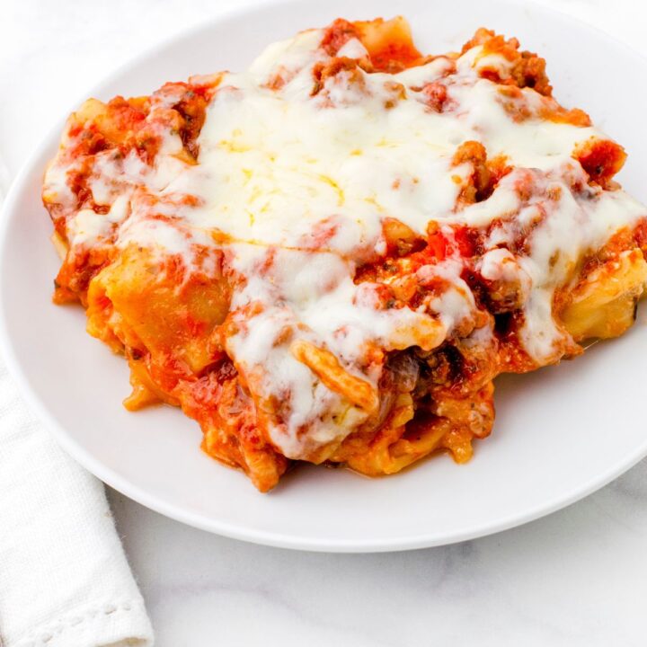 A serving of make ahead lasagna