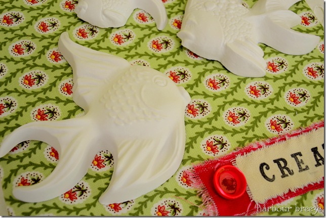 plaster of paris fish shapes that can be hung up on a wall