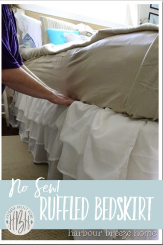 no sew ruffled bedskirt from 2 Ikea sheets at harbourbreezehome.com