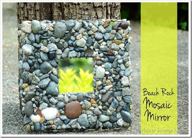 beach rock mosaic mirror