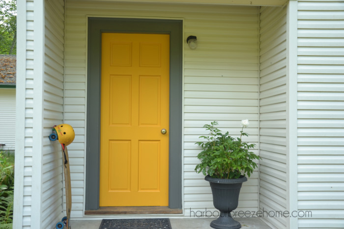 Yellow Marigold and Kendall Charcoal Front Door