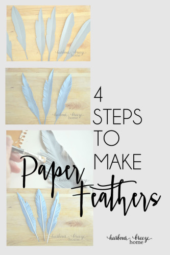 Simple Handmade Paper Feathers |in just 4 simple steps, you can create some trendy decor for your home! Click through to read the instructions at harbourbreezehome.com