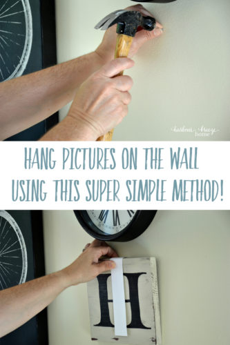 How to hang pictures on the wall: Are you paralyzed from hanging pictures on the wall for fear you'll put a nail in the wrong place? If so, this life hack will rock your socks off! Learn how to quickly and simply hang pictures in exactly the place you want using simple tools around the house. Click to read the easiest method ever! how to hang pictures on the wall