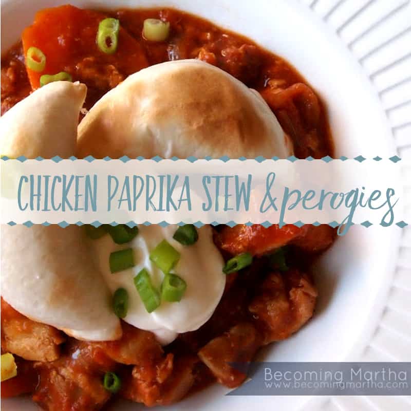 Chicken Paprika Stew with Perogies