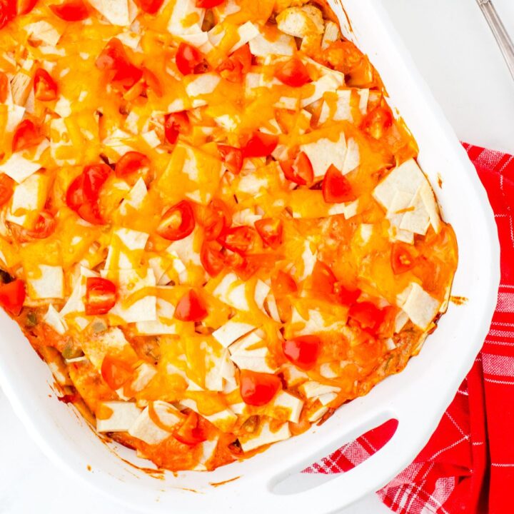 Mexican Chicken Casserole baked and ready to serve
