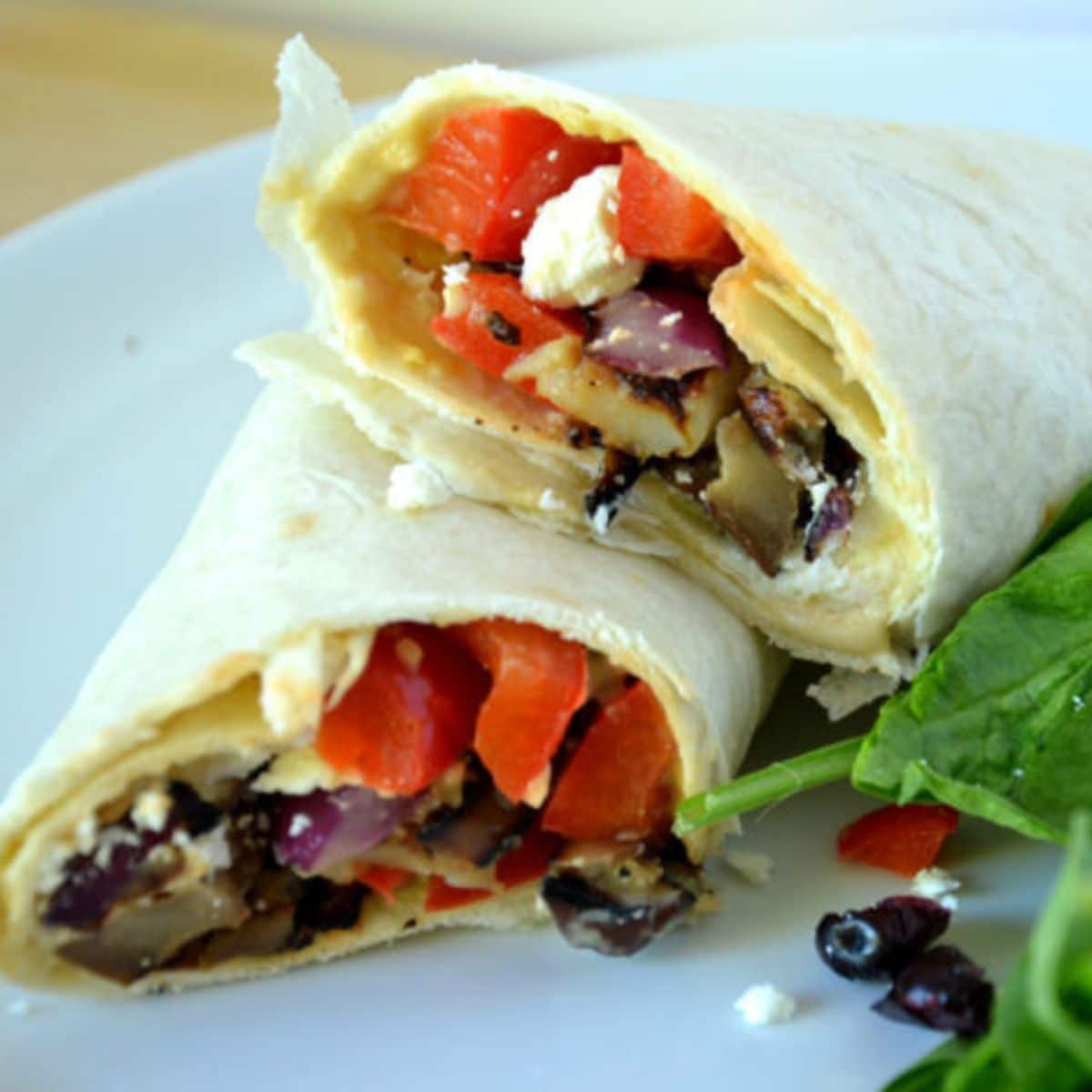 Vegetarian Wraps with Grilled Veggies & Hummus