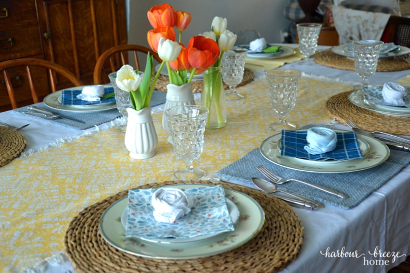 Spring Tablescape + Flower Folded Napkins