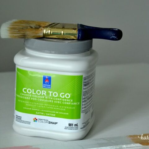 paint brush sitting on paint can