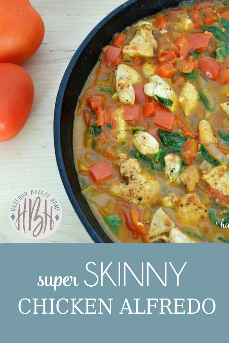 SUPER SKINNY CHICKEN ALFREDO | Low fat recipes | This healthy recipe is full of Cajun flavour and veggie goodness. You'll love it! Super Skinny Chicken Alfredo with Spaghetti Squash