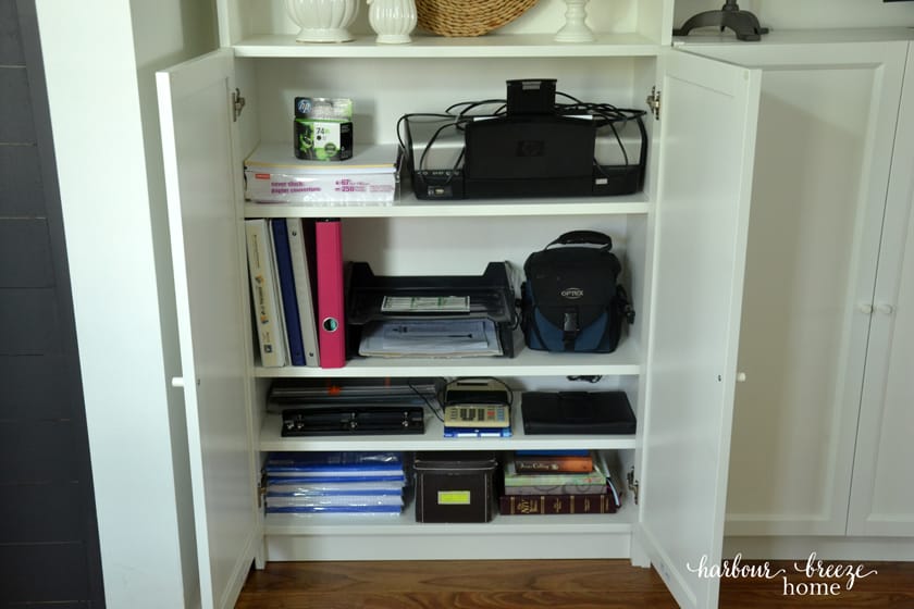 How to organize office supplies in Ikea's Billy Bookcases