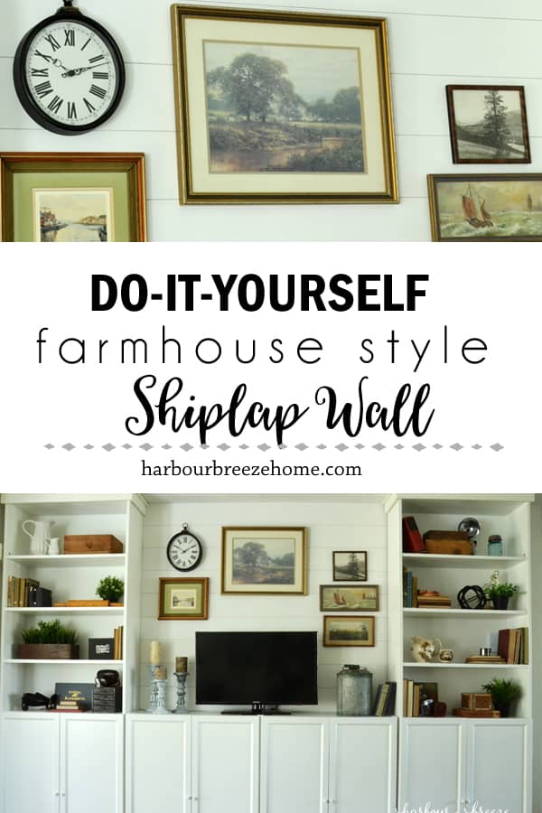DIY Shiplap Wall | Add some Joanna Gaines' farmhouse style to a space by adding this simple and budget friendly shiplap wall feature. Learn the simple step by step process with this easy to follow tutorial. #diy #farmhouse #shiplap