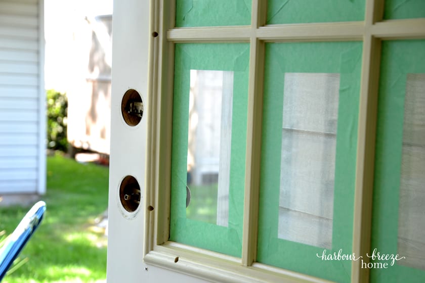Tape off plastic window trim with painter's tape to make a nice crisp edge around the windows.