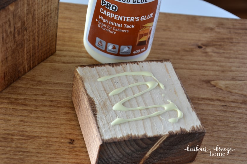 glue on a wooden block