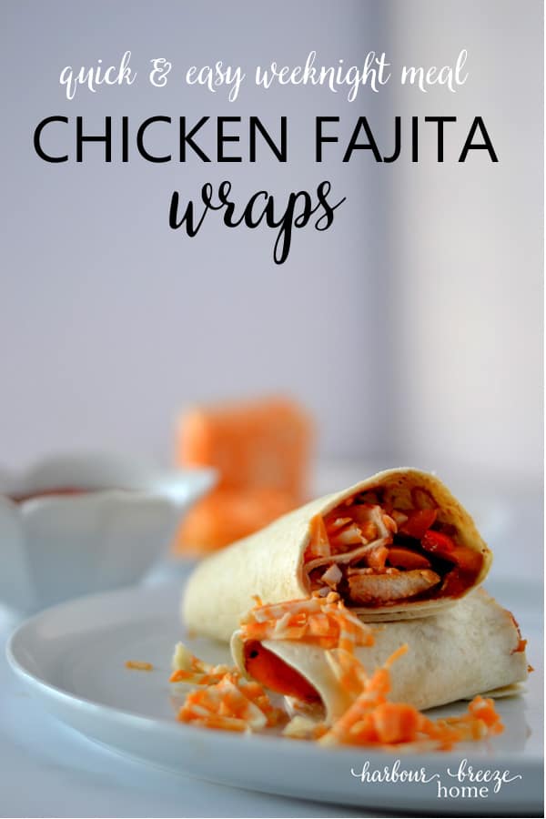Chicken & Pepper Fajita Wraps make a quick and easy weeknight meal. Easy to prepare in a cast iron pan, they are filling with flavour and are healthy, too!