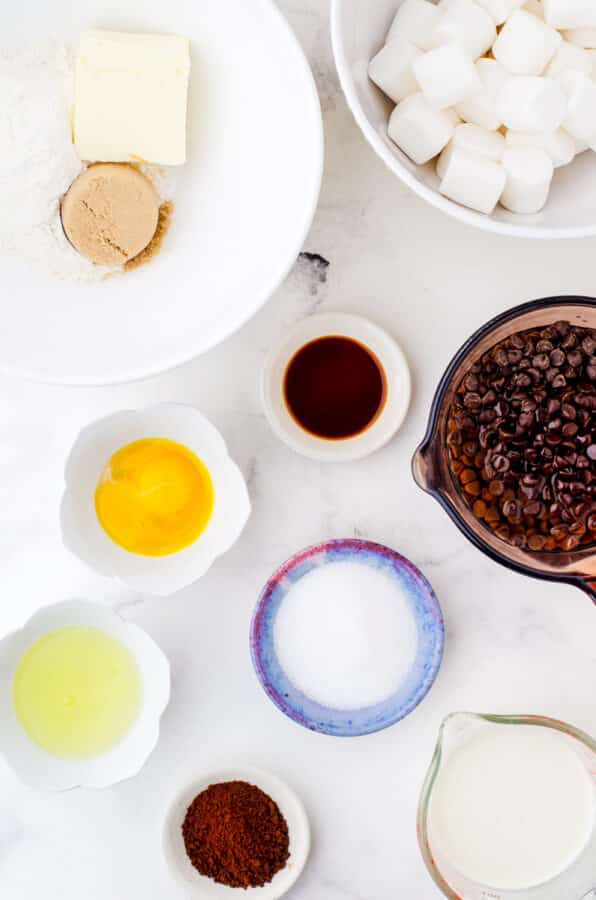 Ingredients needed for mocha dessert