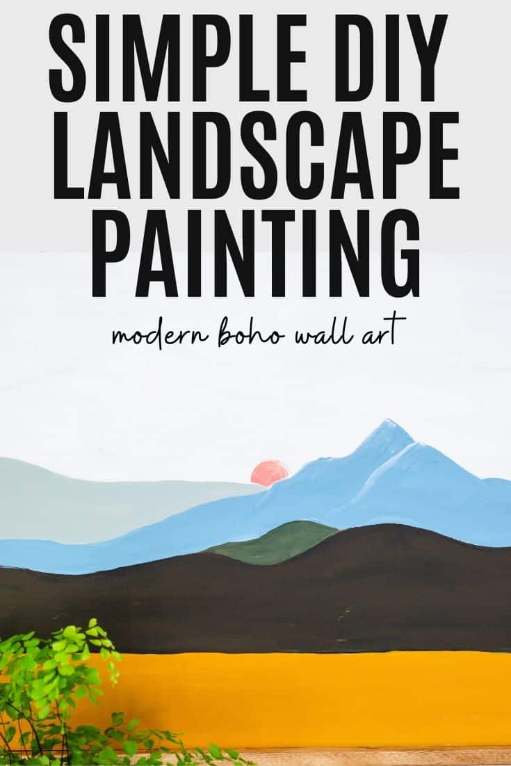 a simple lined mountain painting with the words "simple diy landscape painting" on it