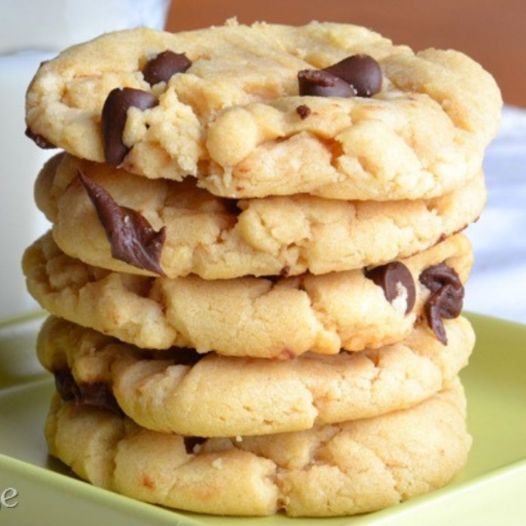 stack of peanut butter chocolate chip cookies on a plate