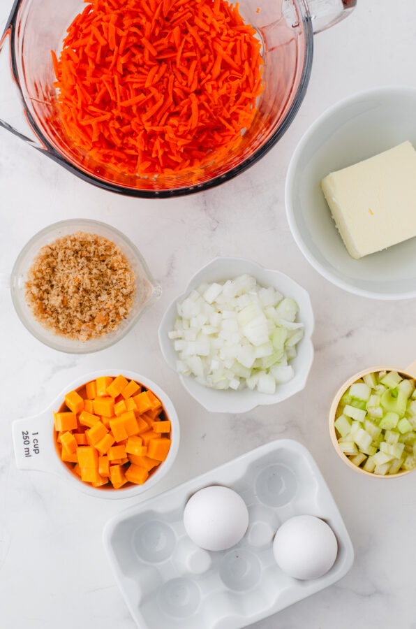 Ingredients needed for shredded carrot casserole