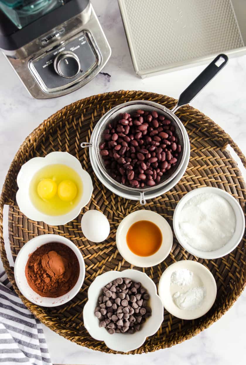 Ingredients for ninja blender black bean brownies.