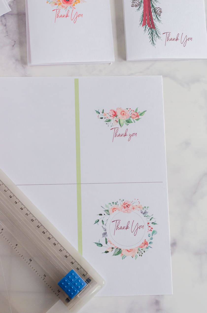 Pink floral thank you cards