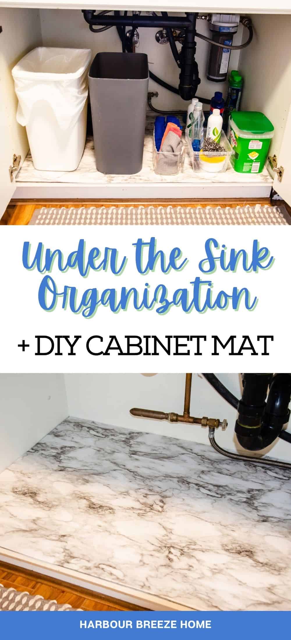 Simple Under Kitchen Sink Organization + DIY Under the Sink Mat