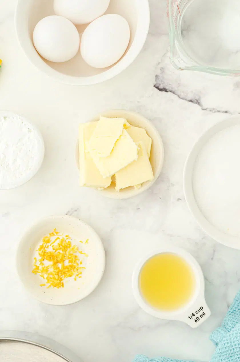 Ingredients for lemon meringue pie