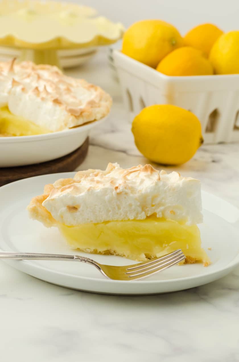 Slice of lemon meringue pie