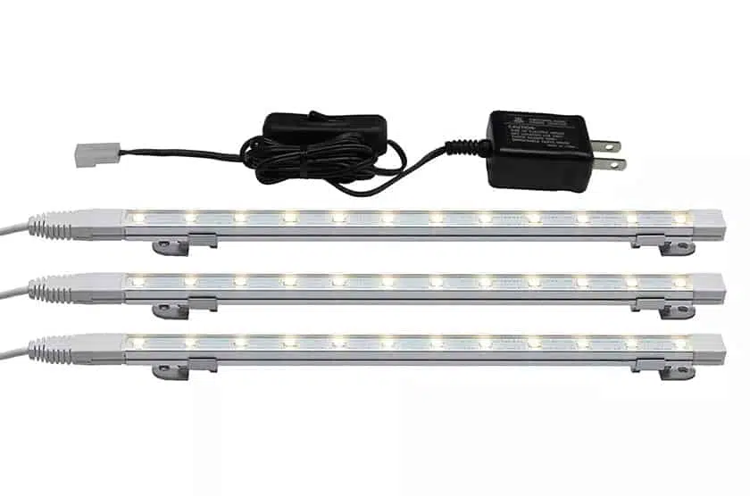 Slim LED light kit from Home Depot for above and under kitchen cabinet lighting