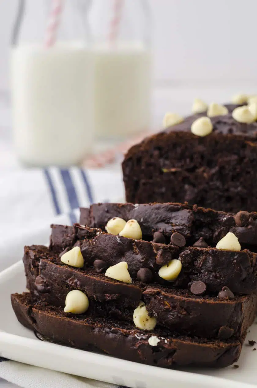 Slices of chocolate zucchini bread