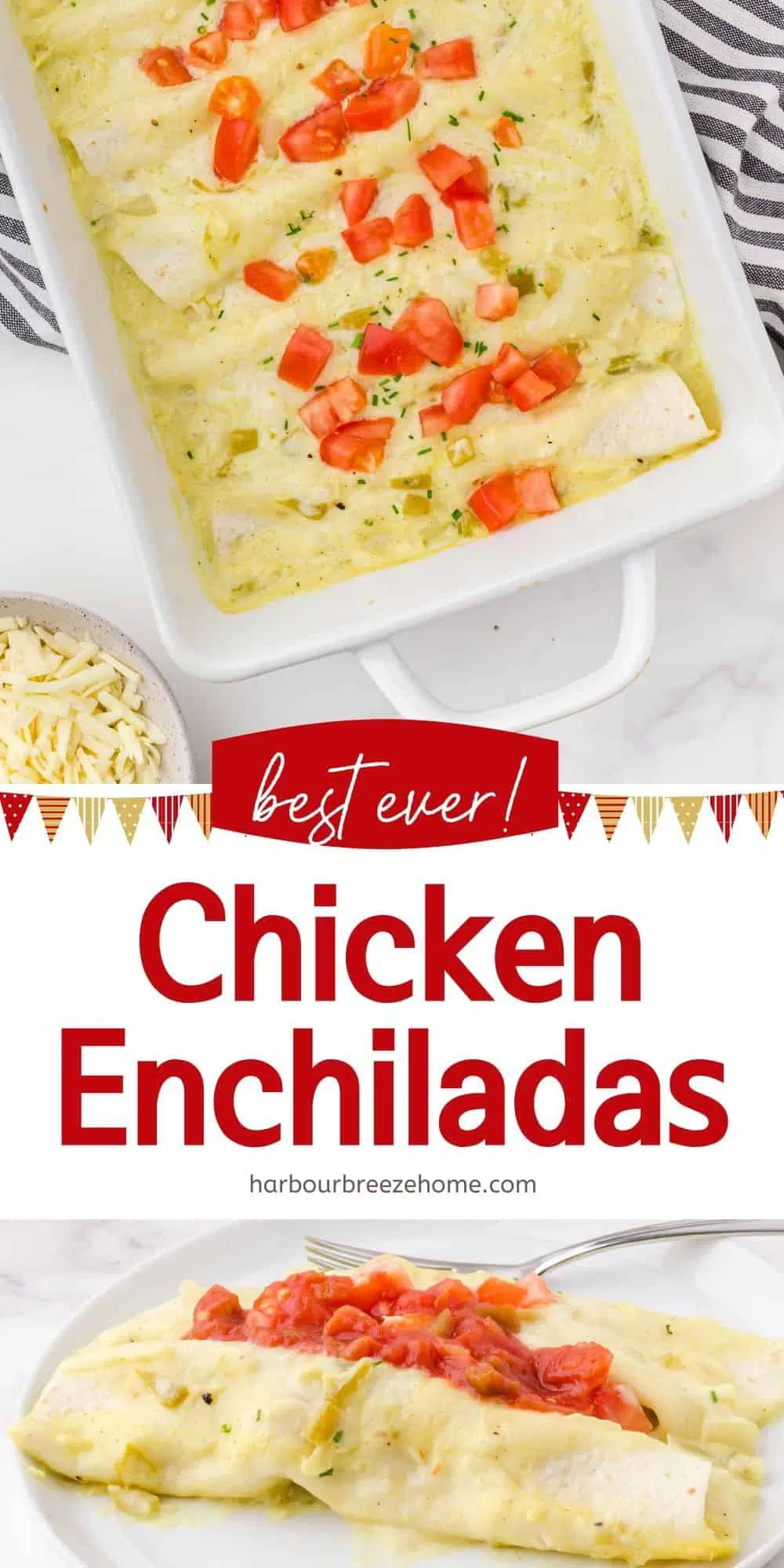 Creamy Chicken Enchiladas - an easy weeknight dinner idea or make ahead freezer meal
