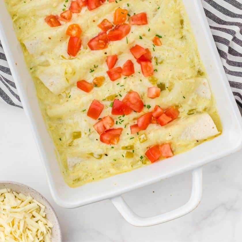 BEST Creamy Chicken Enchiladas Recipe