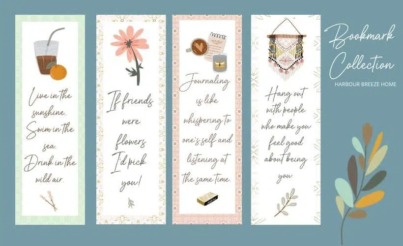 Cute printable bookmarks collection with 4 bookmarks for Summer, friends, and adult ladies.