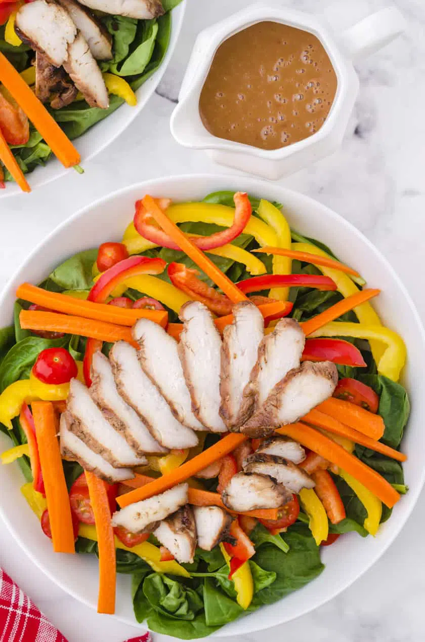 Grilled chicken salad on a plate