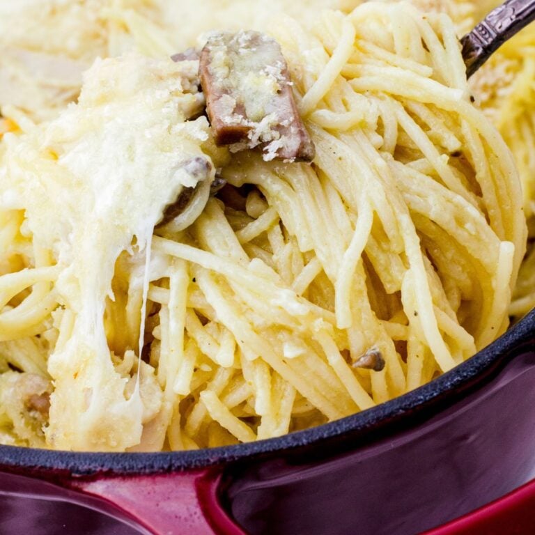 Easy Turkey Tetrazzini (Creamy Leftover Turkey Casserole, No Canned Soup)
