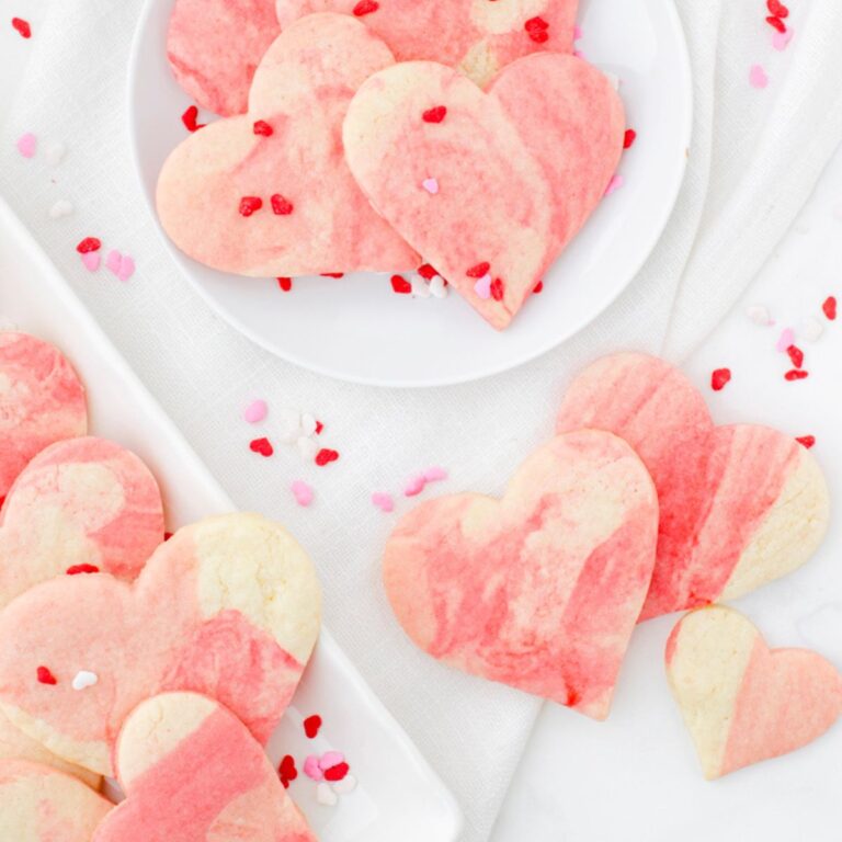 Pink Marble Heart Sugar Cookies