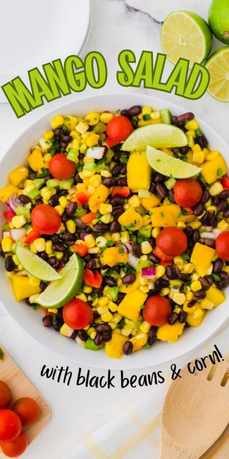 a bowl of mango black bean salad