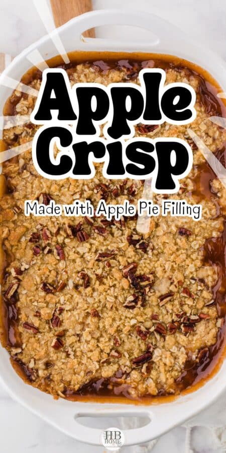 Pan of apple crisp with pie filling