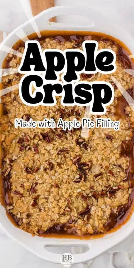 Pan of apple crisp with pie filling