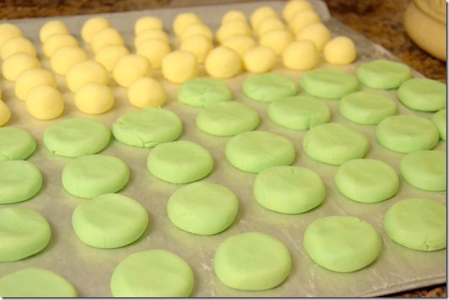 meltaway chocolates formed and placed on cookie sheets