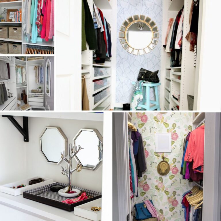 collage of closet organization ideas and inspirations