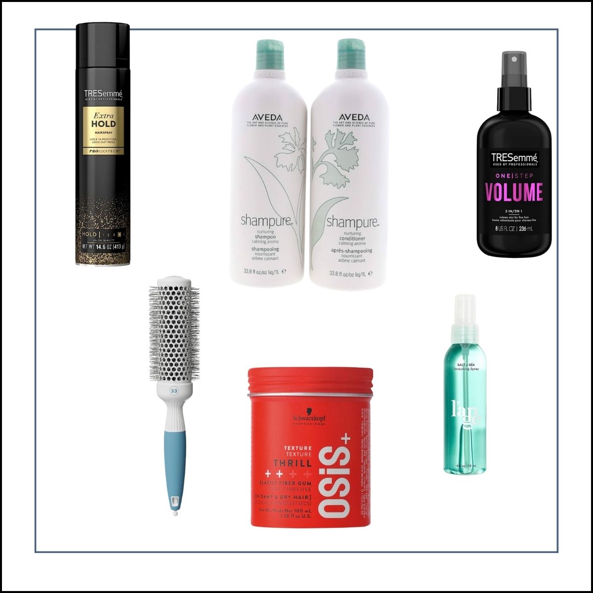 collage of hair products for fine hair