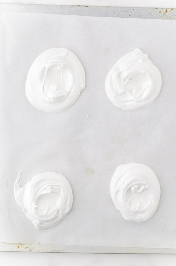 Individual pavlovas ready to be put in the oven.