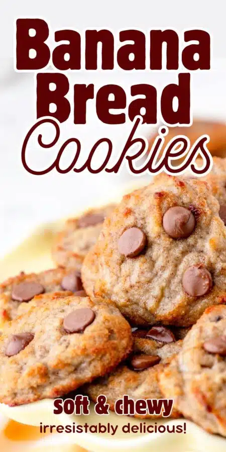 Close up of banana bread cookies on a platter.