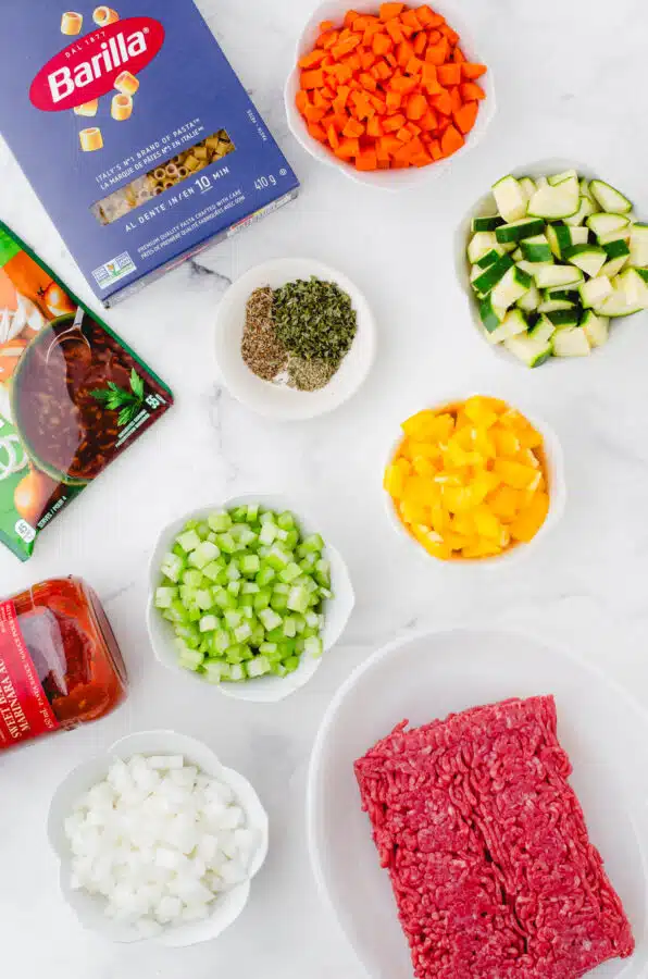 Ingredients for minestrone Italian soup.