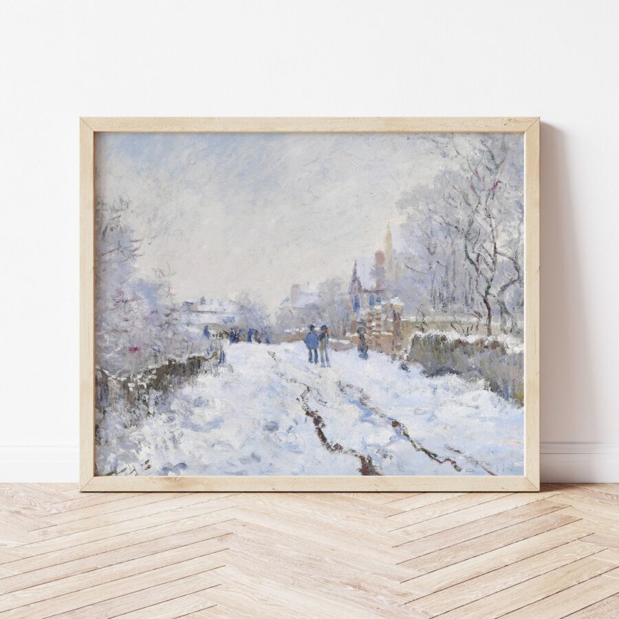 Vintage Wall art print for Christmas or Winter - snow at Argenteuil by Claude Monet