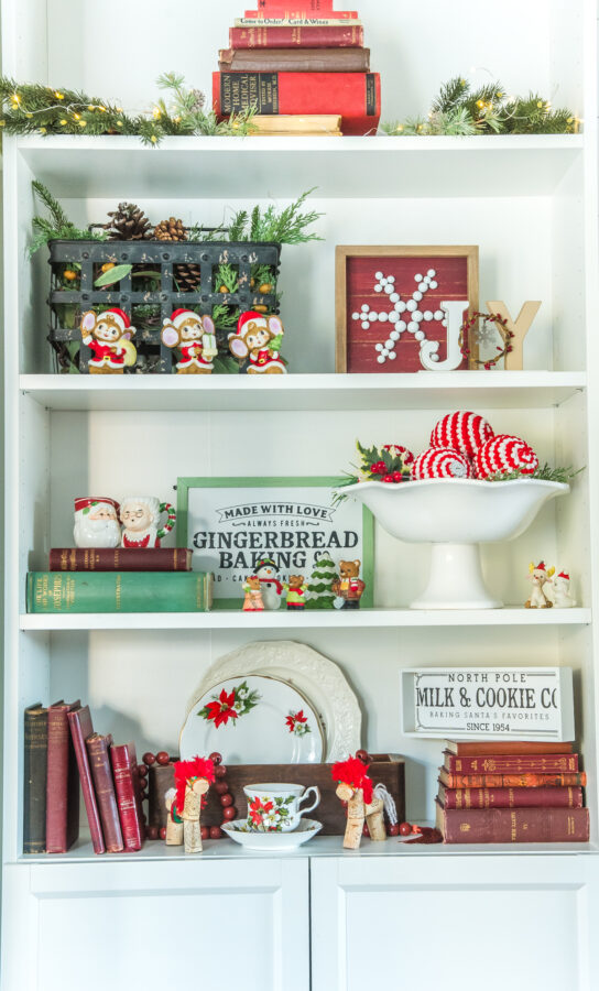 Billy Bookcase decorated with Christmas decorations