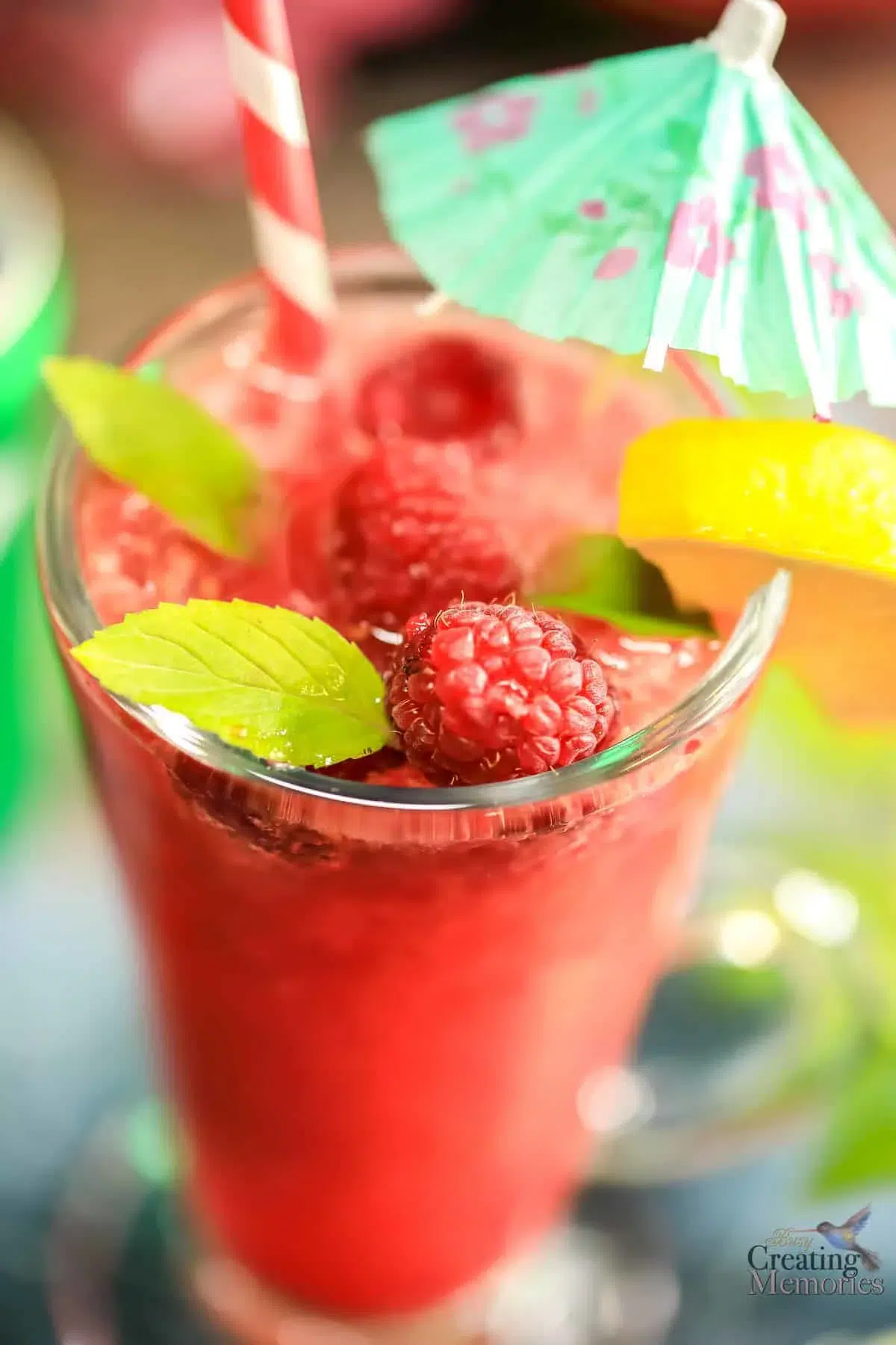 glass of raspberry slush punch